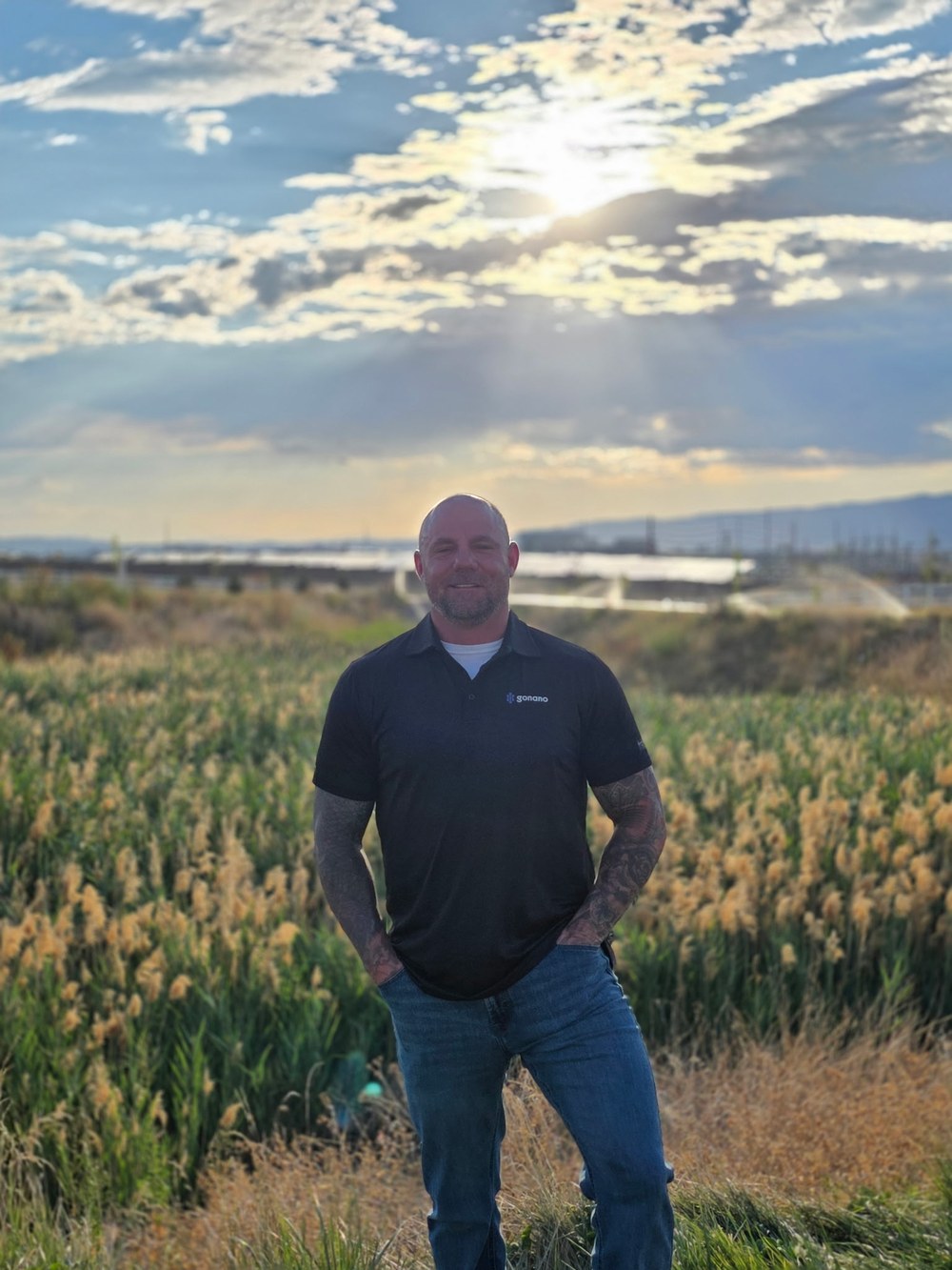 Adam, owner and installer at WeatherB, wearing a GoNano polo in Northern Utah